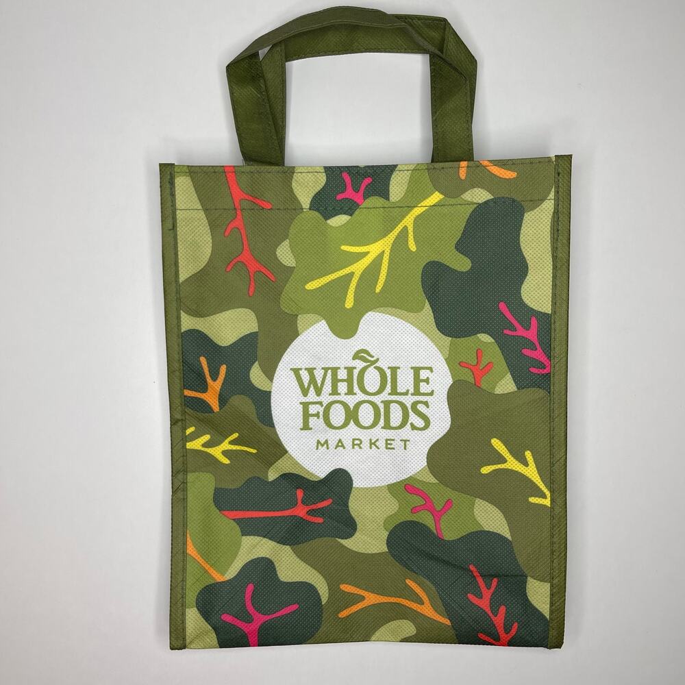 Whole Foods Market Mini Tote Reusable Shopping Bag — Green Garden Leaf Print NEW - Picture 3 of 16
